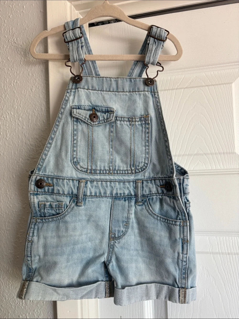 OshKosh B'gosh Light Blue Denim Short Overalls
